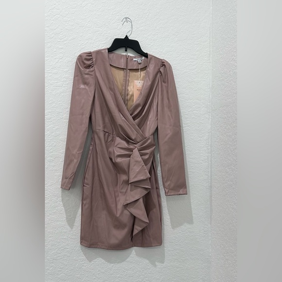 Blashe Dresses & Skirts - BLASHE • Long Sleeve Mauve Faux Leather Dress • sz Med